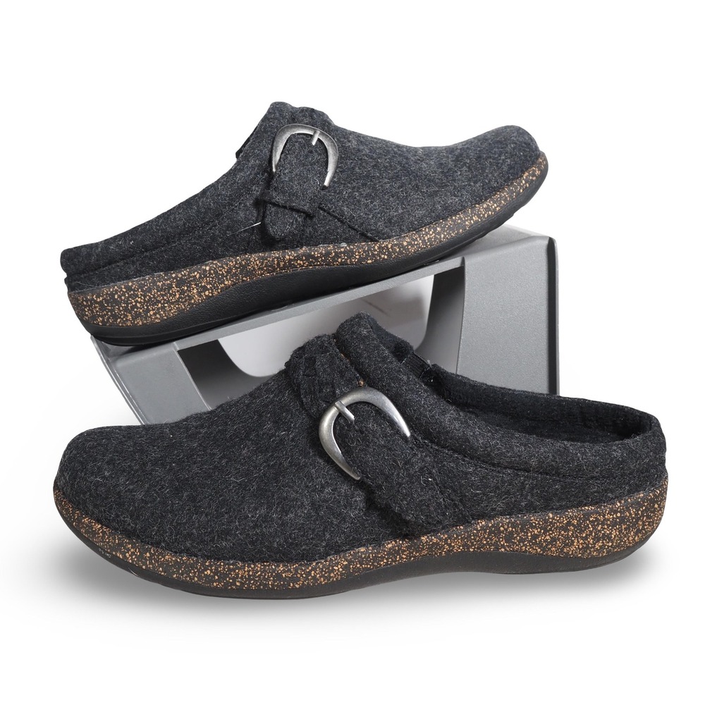 Aetrex Libby Wool Comfort Clogs Grey Cork Womens 9-9.5 DM220